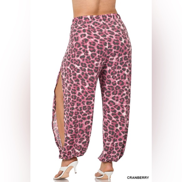 New Zenana Outfitters Pink Leopard Print Harem Joggers Sz M New No Tags - Picture 6 of 7
